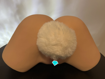 White Detachable Bunny Fur Ball Anal Plug
