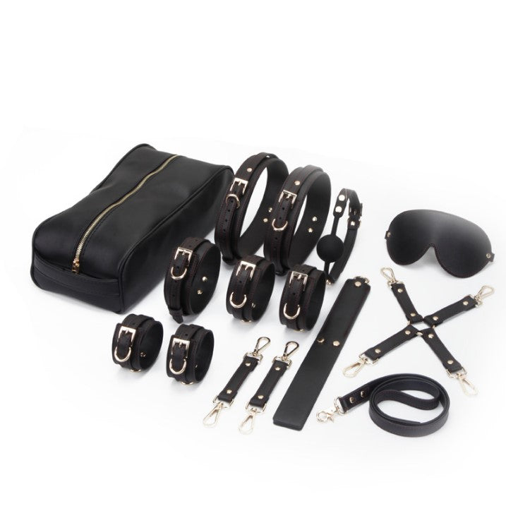 BDSM Black Leather Bondage Kit