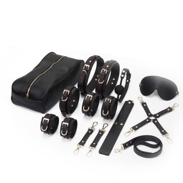 BDSM Black Leather Bondage Kit