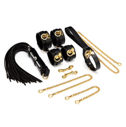 Black Bondage and Restraint Leather BDSM Set