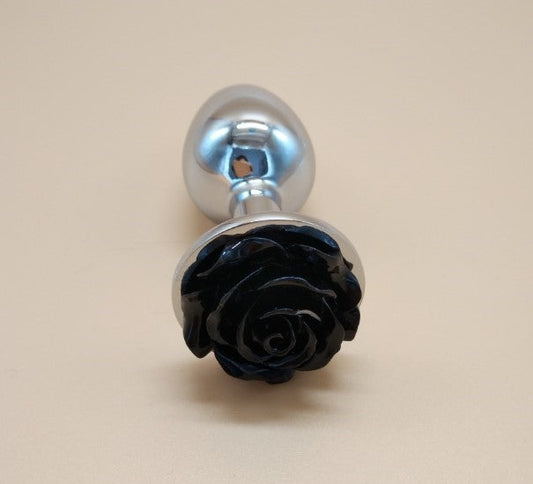 Black Rosebud Metal Anal Plug