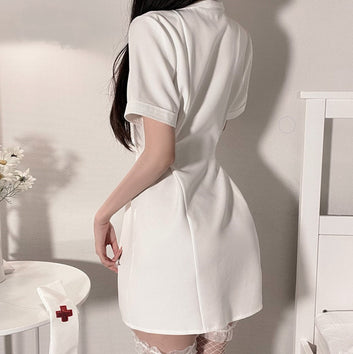 Pure Seduction White Nurse Dress Robe