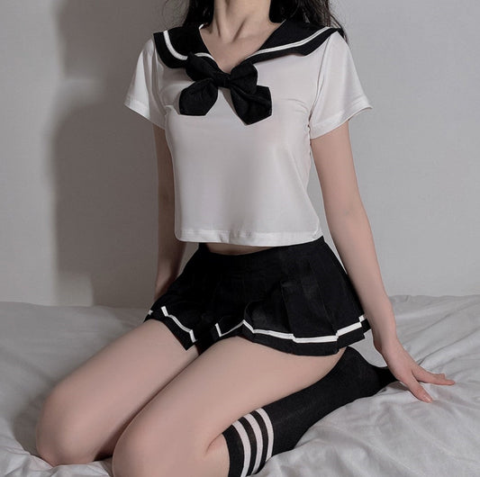 Schoolgirl Temptation Black Lingerie Set